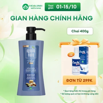 Dầu gội dược liệu Nguyên Xuân Plus óng ả 400g dành cho tóc dầu, tóc bết
