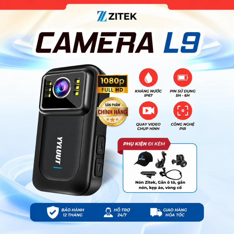 Camera Hành Trình YYLUUT L9 Full HD 1080P Camera Xe Máy Chống Rung Kháng Nước IP68 Quay Đêm Pin Dung Lượng Lớn