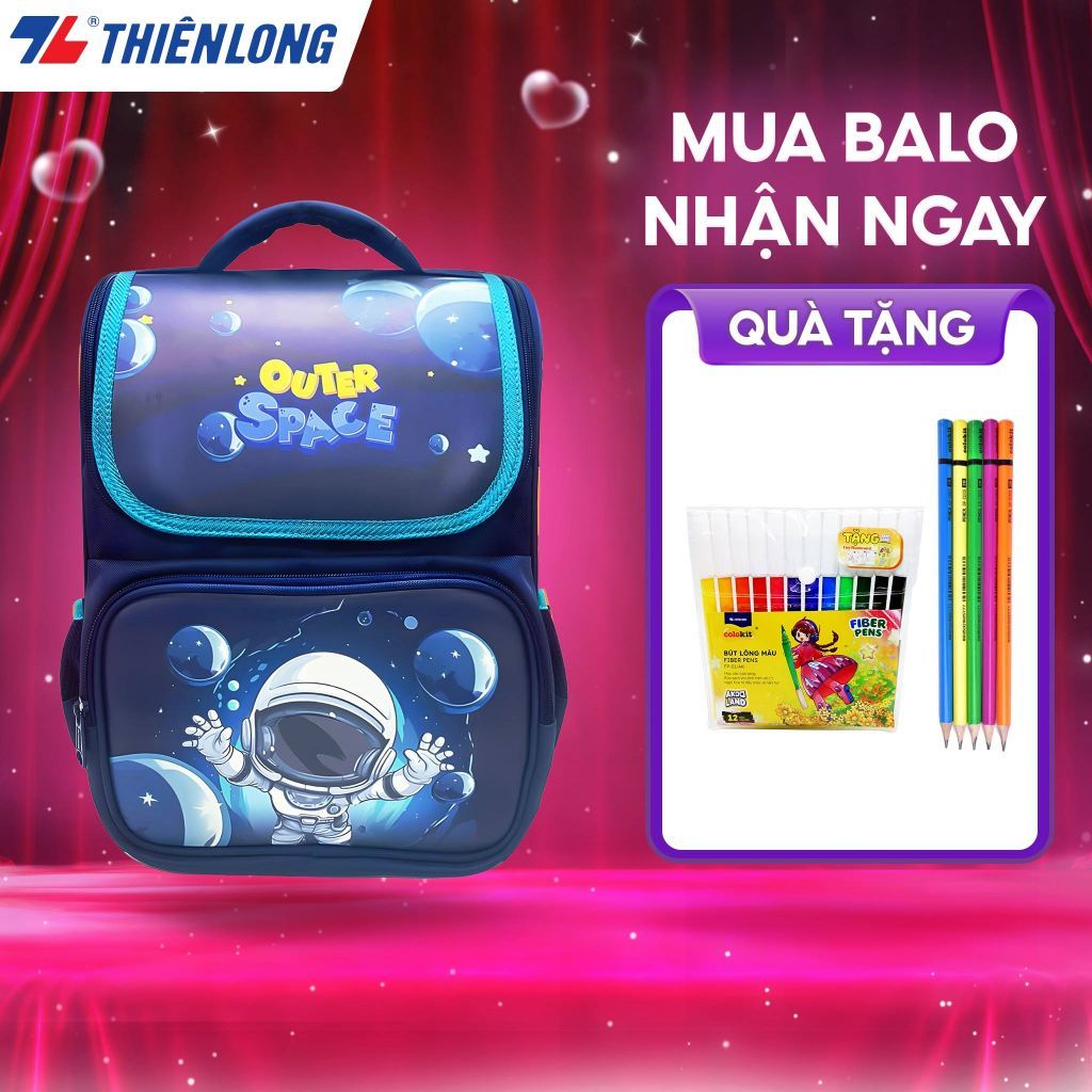 Balo chống gù cao cấp Thiên Long - Cặp chống gù cho bé tiểu học, chất bền, nhẹ, chống thấm nước, đệm mút êm, thoải mái