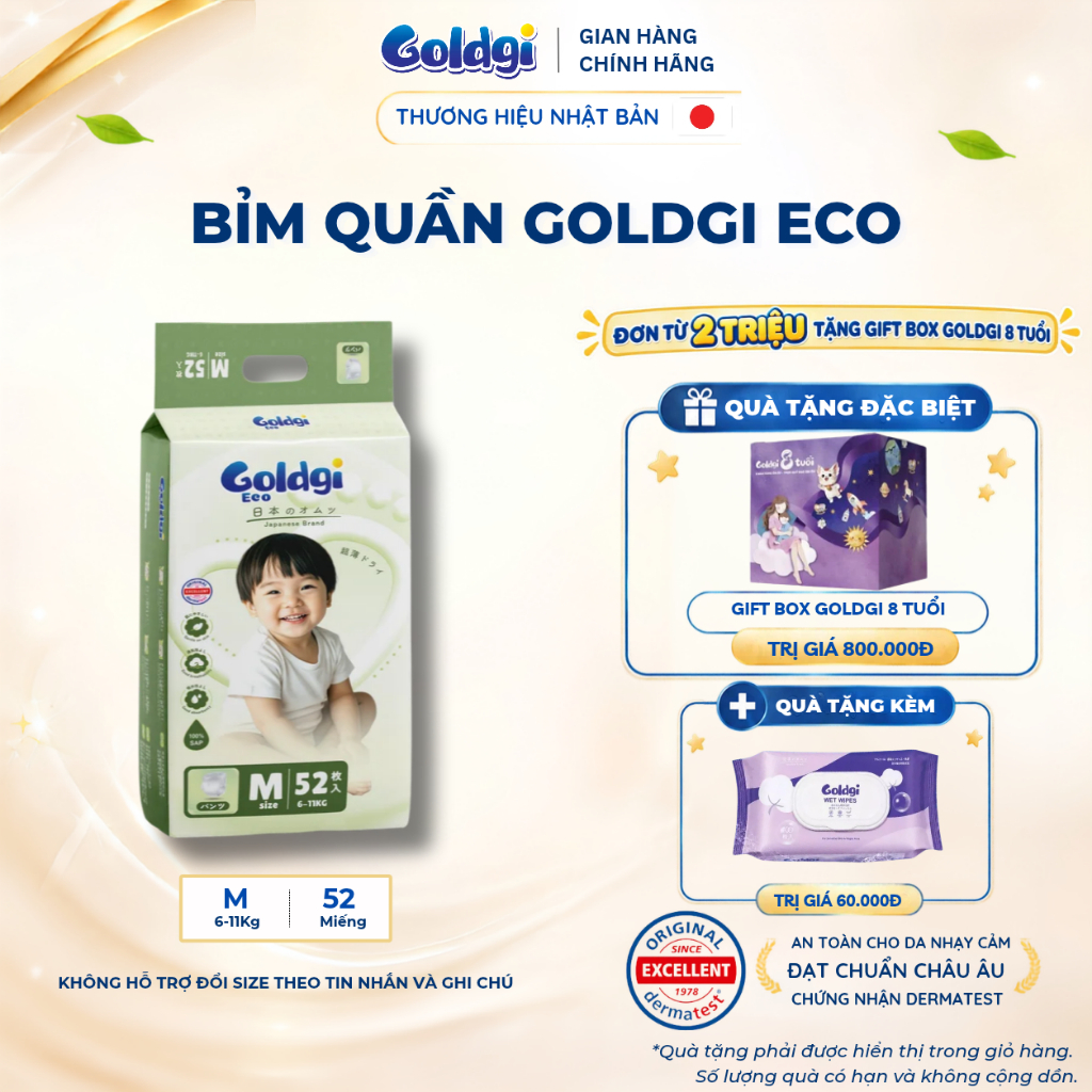 Bỉm quần Goldgi Eco New mỏng nhẹ, siêu khô thoáng tiết kiệm cho mẹ, bảo vệ bé mỗi ngày