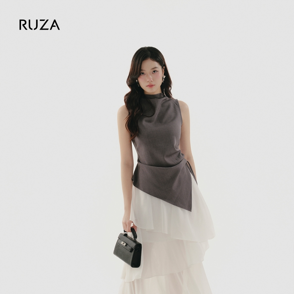 Áo sơ mi nữ tay ngắn RUZA thiết kế sang trọng thời trang công sở thanh lịch ANF389