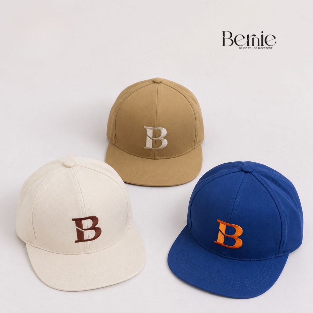 Mũ lưỡi trai thêu chữ B phong cách hiphop bóng chày cho bé trai bé gái từ 1 tới 7 tuổi BERNIE