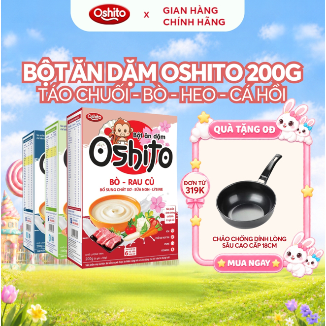 Bột Ăn Dặm Cho Bé Từ 6 Tháng Tuổi OSHITO, Thành Phần Sữa Non, Bổ Sung Dinh Dưỡng - Hộp 4 Gói 50g