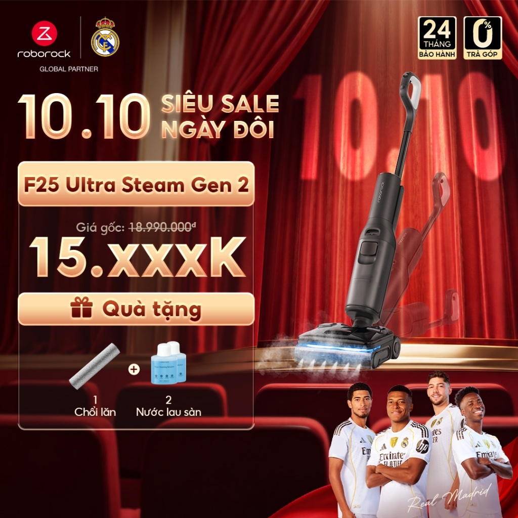 Roborock F25 Ultra Steam Gen 2 máy hút bụi lau nhà hơi nước nóng | Lực hút 25000pa | Bảo hành 2 năm