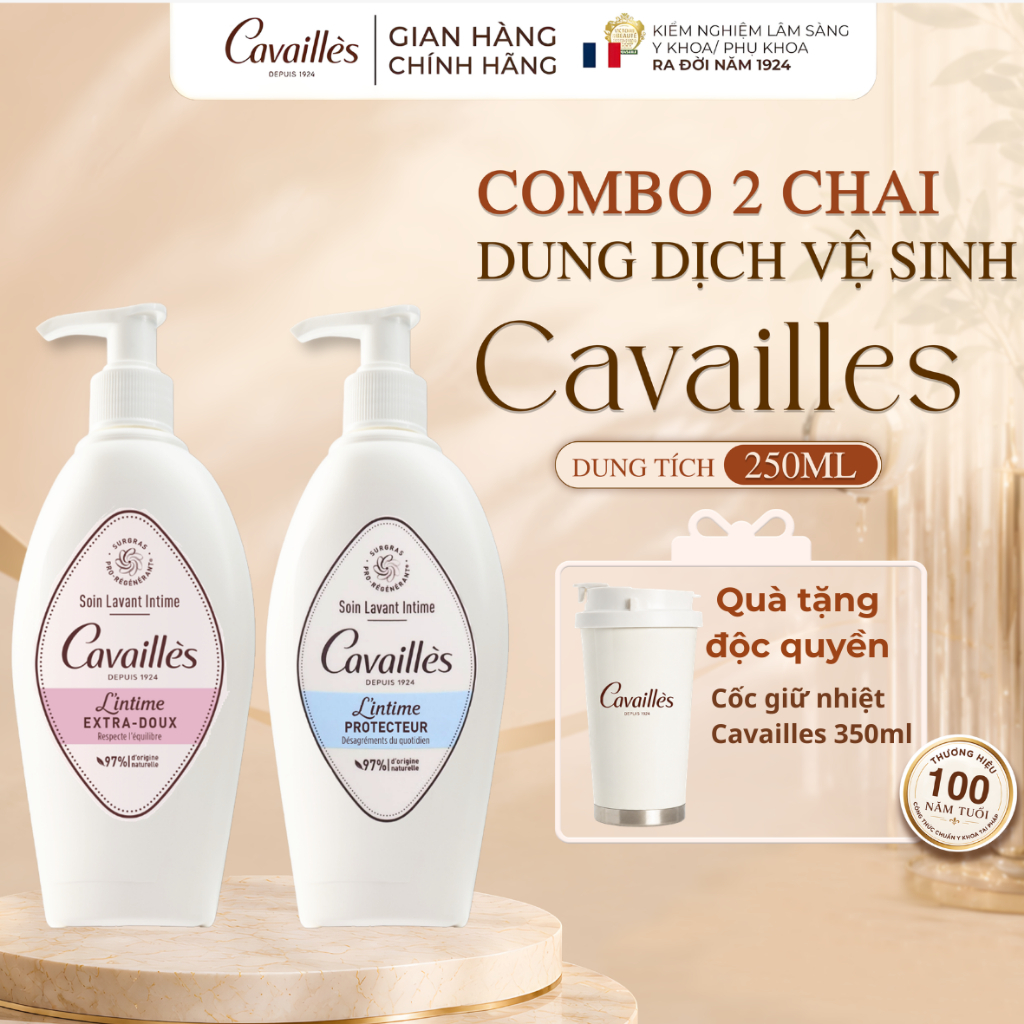 [COMBO 2 CHAI] Dung Dịch Vệ Sinh Phụ Nữ CAVAILLÈS 250ML - Giảm Ngứa, Viêm Nấm, Sạch Mùi 250ML