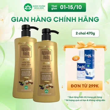 Combo 2 chai Dầu gội dược liệu Nguyên Xuân Bồng bềnh 470g - Tặng thêm 50g giá không đổi - Dành cho tóc dầu bết
