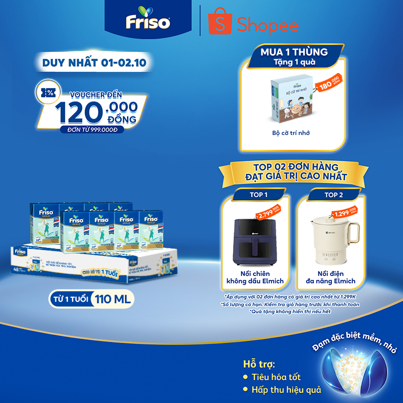 Thùng 48 hộp Sữa uống dinh dưỡng Friso Gold (110ml/hộp)
