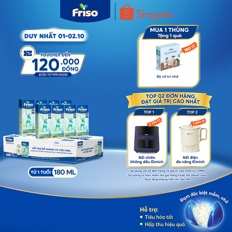 Thùng 48 hộp Sữa uống dinh dưỡng Friso Gold (180ml/hộp)