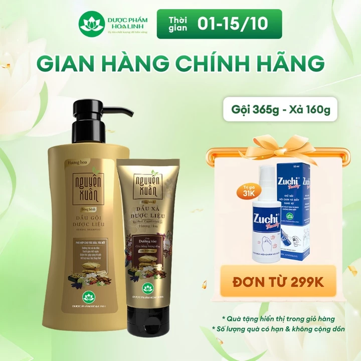 Bộ Dầu gội 365g và Dầu xả 160g Nguyên Xuân bồng bềnh - Dành cho tóc dầu bết