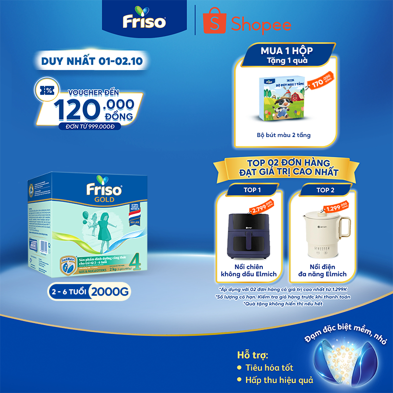 Sữa Bột Friso Gold 4 Hộp Giấy 2KG (cho bé từ 2-6 tuổi)