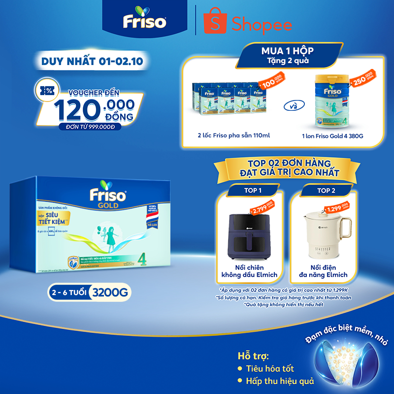 Sữa Bột Friso Gold 4 Hộp Giấy 3,2KG (cho trẻ từ 2-6 tuổi)