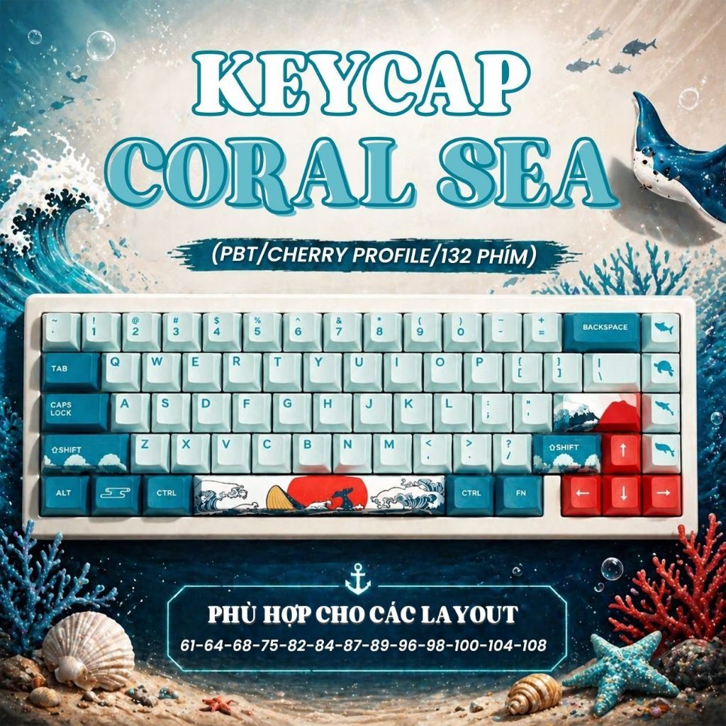 Keycap Cho Bàn Phím Cơ Coral Sea Thick PBT | Shopee Việt Nam