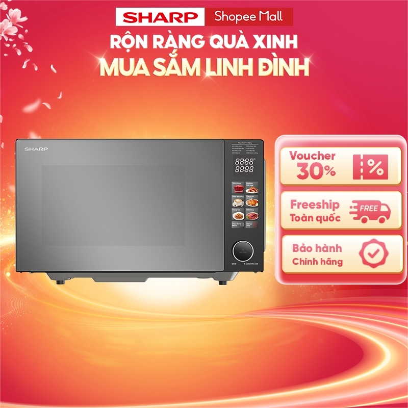 Lò vi sóng Sharp R-G2545FBC-BK 25L, Không đĩa xoay, Vi sóng kết hợp nướng - Bảo hành 12 tháng