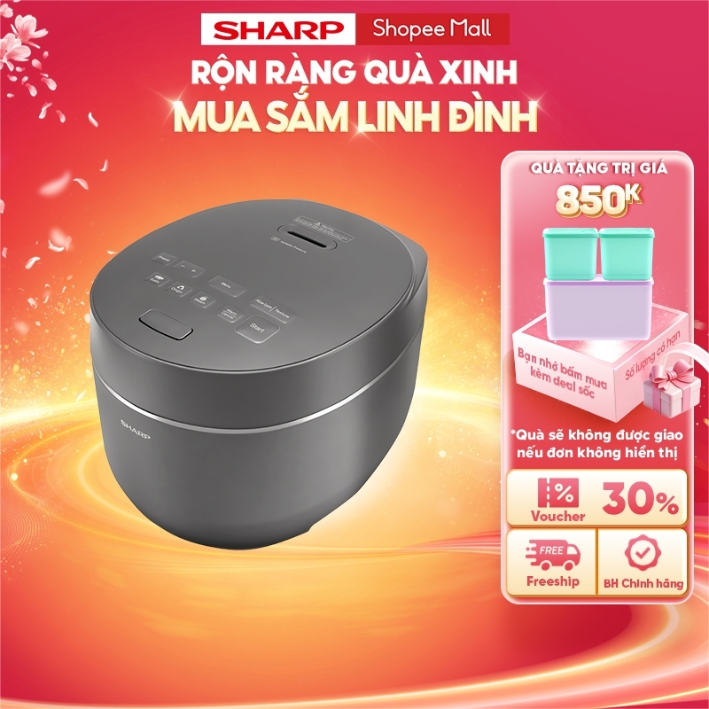 Nồi Cơm Điện Cao Tần Áp Suất Sharp KS-XW181V-S - Dung Tích 1.8L - 29 Chế Độ Nấu Chuyên Sâu - Công Suất 1300W - Chính Hãn