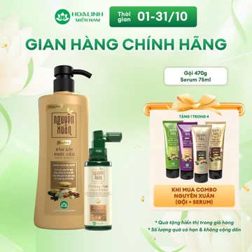 Combo Dầu gội Nguyên Xuân bồng bềnh 520g + Serum Nguyên Xuân 75ml KM 15ml