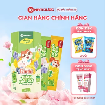 ÍCH NHI THẠCH CHẤT XƠ HƯƠNG XOÀI, VIỆT QUẤT Hộp 21 túi x 30 gr bổ sung chất xơ hòa tan Orafti P95