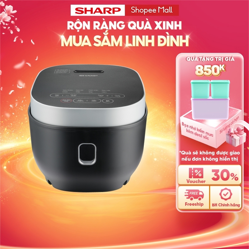 Nồi Cơm Điện Tử Sharp KS-COM1029MV-SL - Dung Tích 1.0L - 10 Chế Độ Nấu Đa Năng - Lòng Nồi Chống Dính - Chính Hãng