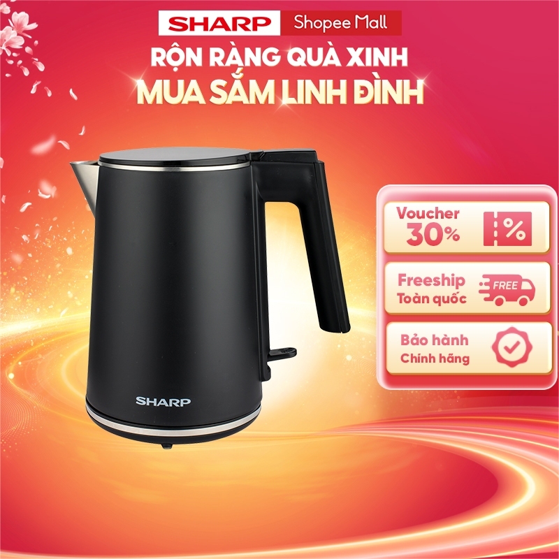 Bình Đun Siêu tốc Sharp EKJ-10DVPS-BK 1L - Hàng chính hãng bảo hành 12 tháng