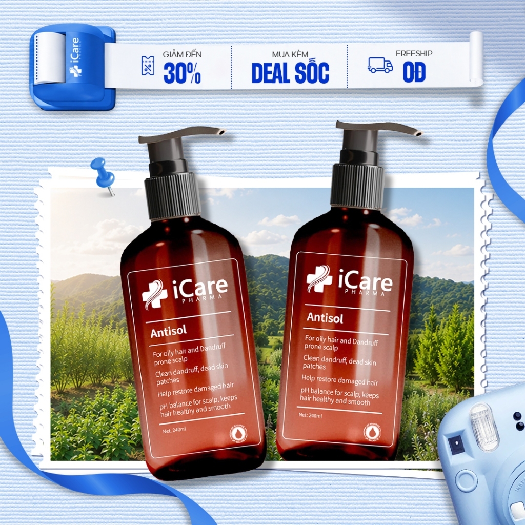 Combo 02 Chai Dầu Gội Hỗ Trợ Giảm Gàu Antisol iCare Pharma