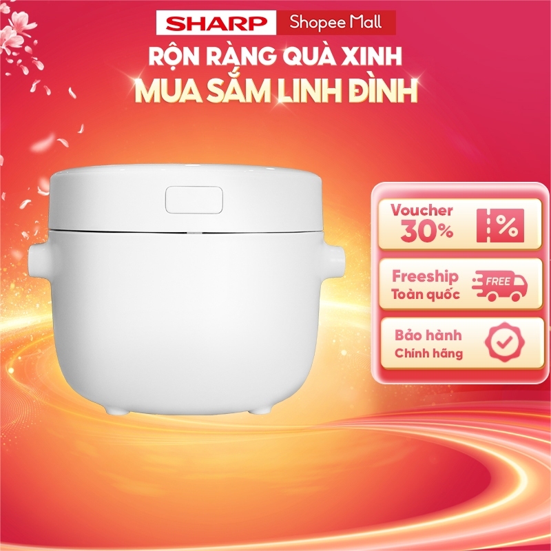 Nồi cơm điện Sharp KS-COM110DV-WH 1.1L 790W [Hẹn giờ, mâm nhiệt 3D, 10 chức năng nấu]