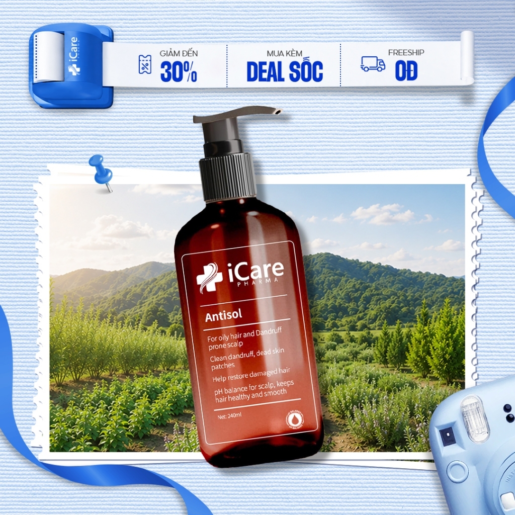 Dầu Gội Sạch Gàu Antisol | Giảm Gàu Bong Tróc - Giảm Cảm Giác Ngứa Da Đầu | Thương Hiệu iCare Pharma