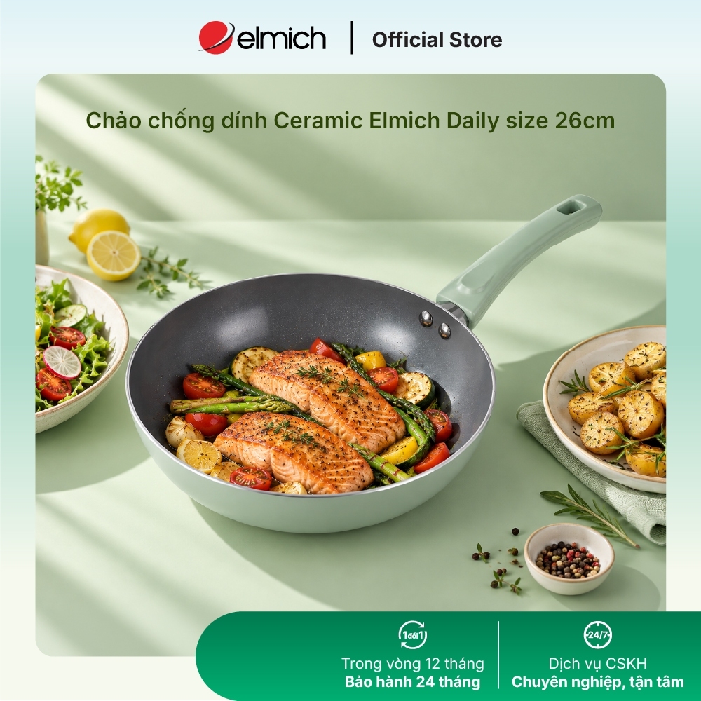 Chảo chống dính Ceramic CeraTitan Elmich Daily size 26cm