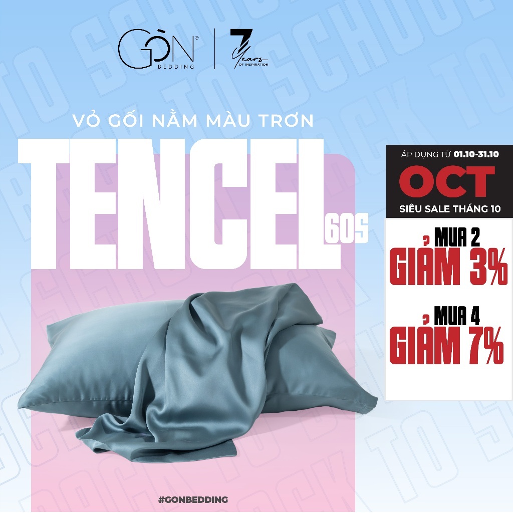 [Nhiều màu] 01 Vỏ Gối Nằm Gòn Bedding Lụa Tencel 60s Cao Cấp Màu Trơn 50x70 cm | 45x65 cm