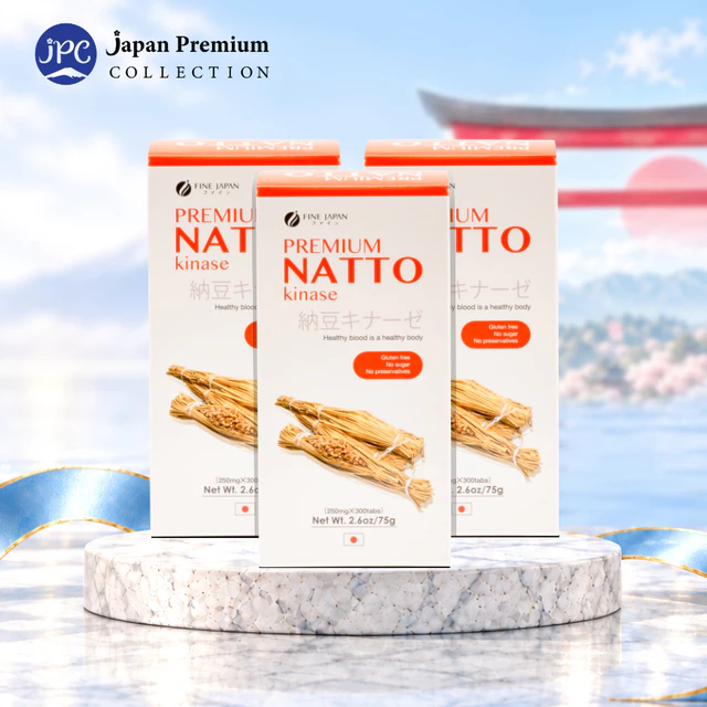 Combo 3 Natto Hỗ Trợ Giảm Cholesterol, Giảm Huyết Khối - Fine Japan Natto Kinase 2000FU 300 Viên