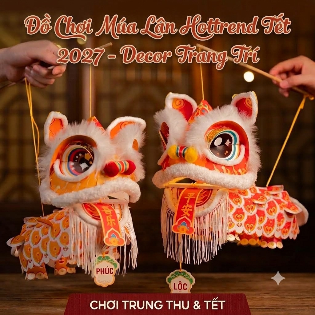 Đèn Lồng Múa Lân Phát Sáng Hot Trend Tết 2027 - Đồ Chơi Lắp Ráp Thông Minh Decor Trang Trí