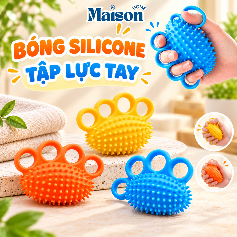 Bóng Silicone Tập Lực Tay Có Gai Massage MAISON, Bóng Bóp Ngón Tay Tăng Lực Grip, Phục Hồi Cơ Tay