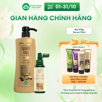 Combo Dầu gội Nguyên Xuân bồng bềnh 470g KM 50g + Serum Nguyên Xuân 75ml KM 15ml