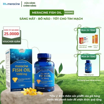Viên Uống Dầu Cá Meracine Fish Oil 1000mg Bổ Sung Omega 3, Hỗ Trợ Sáng Mắt, Bổ Não, Bảo Vệ Tim Mạch (Hộp 90 Viên)