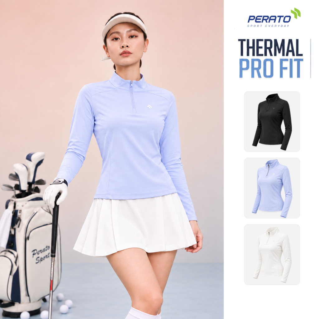 [NEW] Áo Giữ Nhiệt Nữ Cổ Khóa PERATO Phong Cách Training Phom Slim Fit Thermal Pro Fit T0GNW6W031