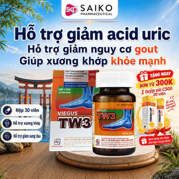 Viên Uống Hỗ Trợ Giảm Gout Viegus TW3 - Giảm Sưng Đau Khớp, Hạ Axit Uric Nhanh Chóng (30 Viên)