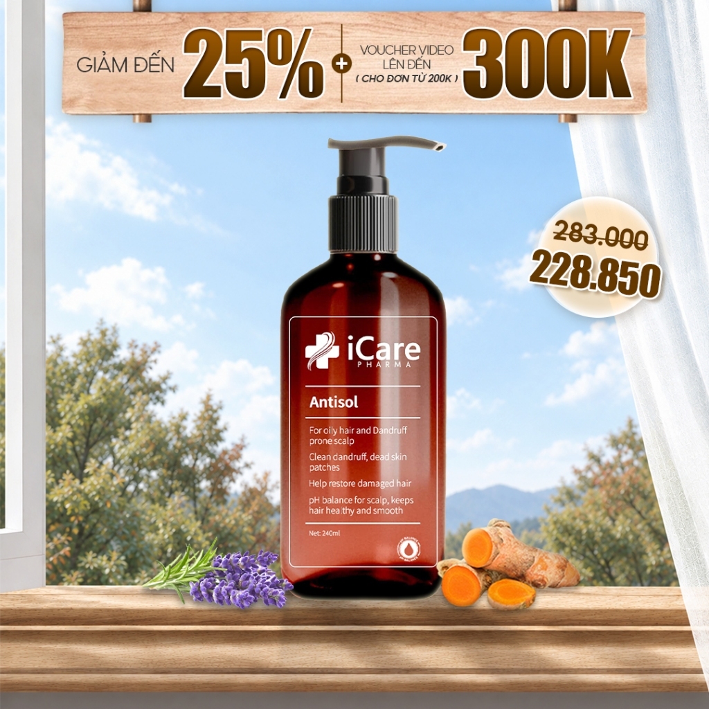 Dầu Gội Sạch Gàu Chiết Xuất Dược Liệu Antisol | Thương Hiệu iCare Pharma