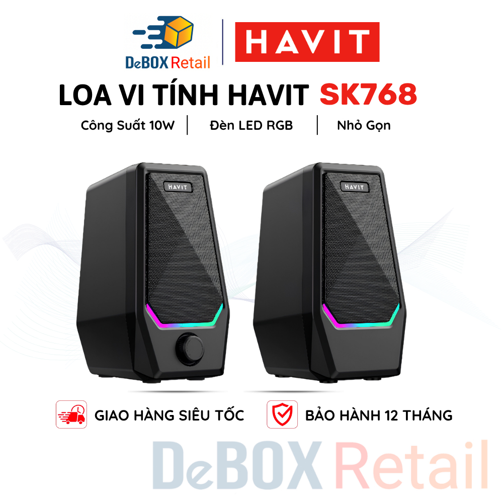 Loa Vi Tính Havit SK768 10W 2.0 | LED RGB | USB 5V + AUX 3.5mm | Loa PC Laptop Gaming