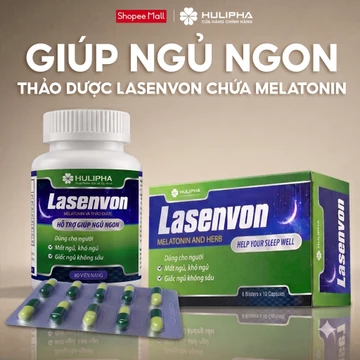 Thảo Dược Giúp Ngủ Ngon Lasenvon - TPBVSK Cho Người Mất Ngủ, Bổ Sung Melatonin, L-Theanin Cho Giấc Ngủ Sâu, Hộp 60 Viên