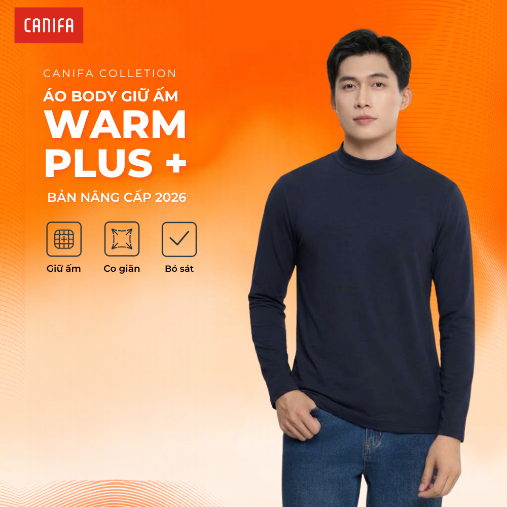 Áo body dài tay nam cổ lửng giữ ấm phom slimfit ôm co giãn CANIFA  8IT26W009