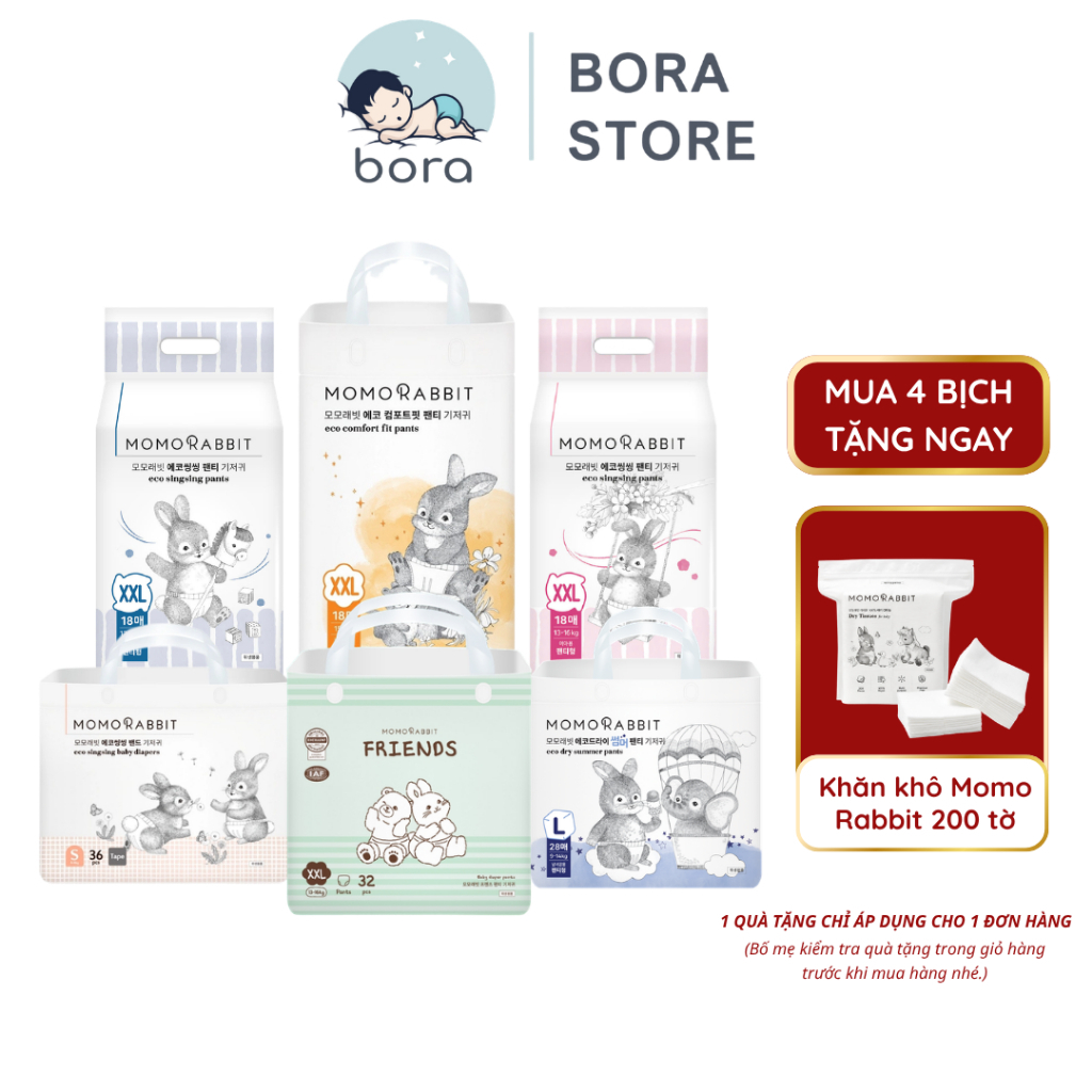Bỉm Momo Rabbit nội địa Hàn đủ các dòng mỏng nhẹ, thấm hút tốt, chống tràn cho bé