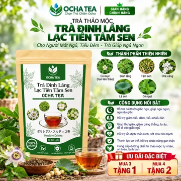 Trà Đinh Lăng Lạc Tiên Tâm Sen OCHA TEA Bịch 60 Túi - Cho Người Mất Ngủ, Tiểu Đêm - Trà Giúp Ngủ Ngon An Thần TT247