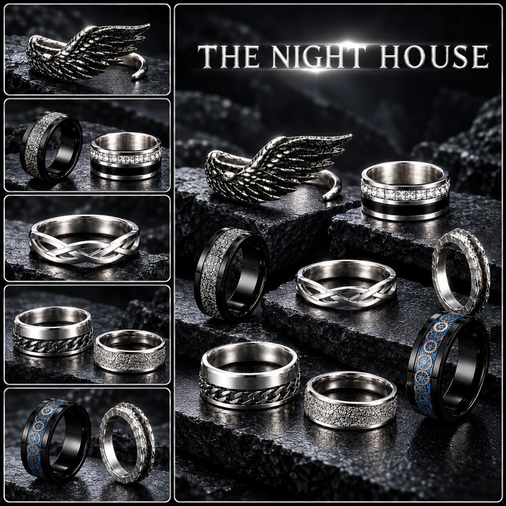 Nhẫn Nam Nữ Titan Không Gỉ Thời Trang Đơn Giản Dễ Phối Thenighthouse, Nhẫn Unisex Bộ Sưu Tập Nhẫn Phong Cách Cá Tính