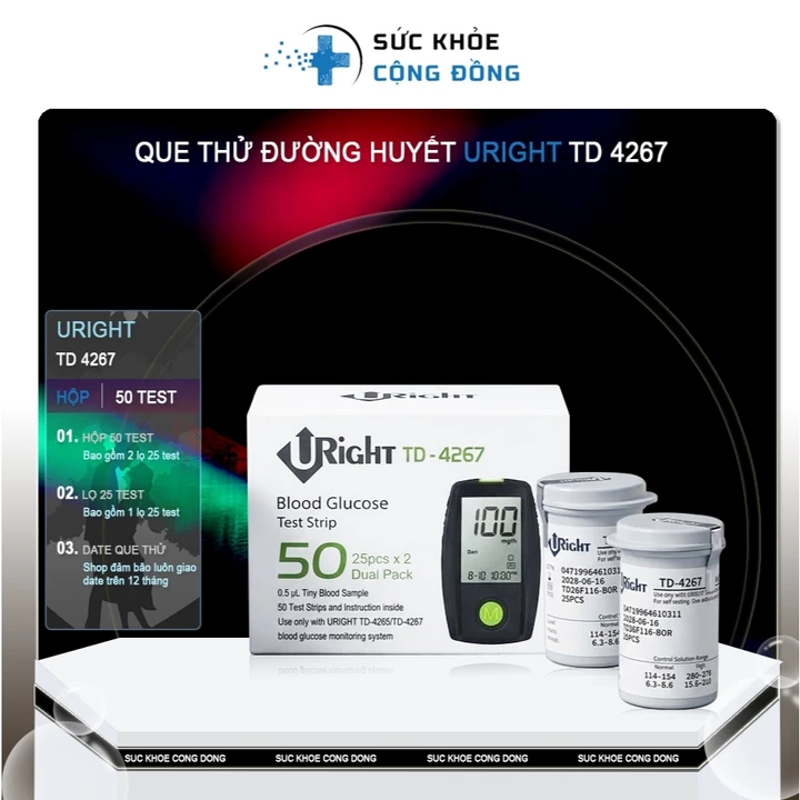 Que thử đường huyết TD 4267 (dùng cho máy đo đường huyết cá nhân U-Right TD 4267 , 4265 )