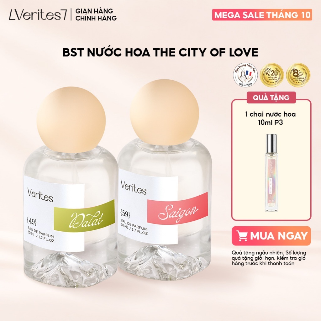 Bộ Sưu Tập 3 Hương Nước Hoa Nữ VERITES The City of Love EDP 20% 50ml