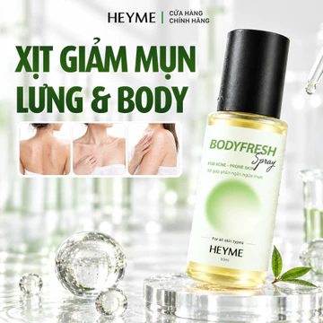 Xịt body HEYME hỗ trợ giảm mụn lưng, mụn cơ thể và hỗ trợ mờ thâm sau mụn, giảm mụn mờ thâm 50ML - Heyme BodyFresh Spray
