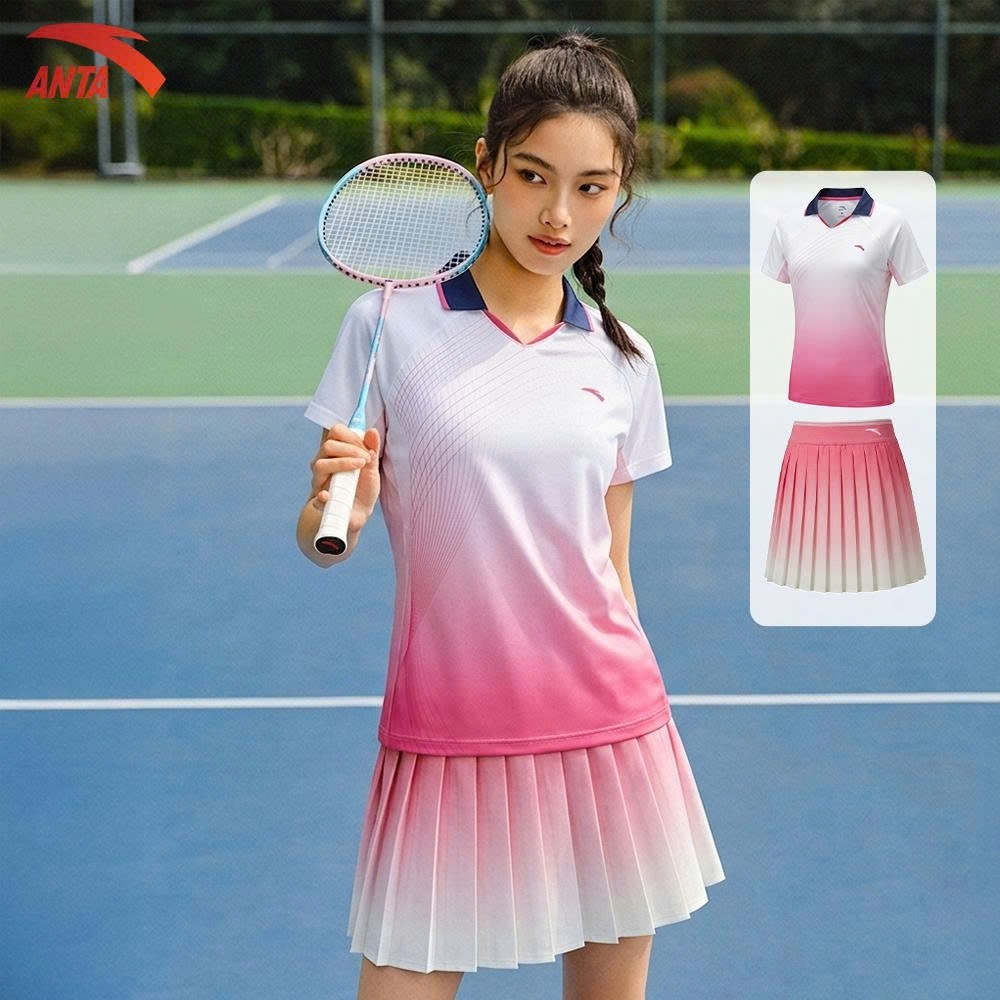 Set tách lẻ cầu lông Áo polo và chân váy tennis nữ Thời trang thể thao ANTA pickleball/ cầu lông tennis 1626A7105