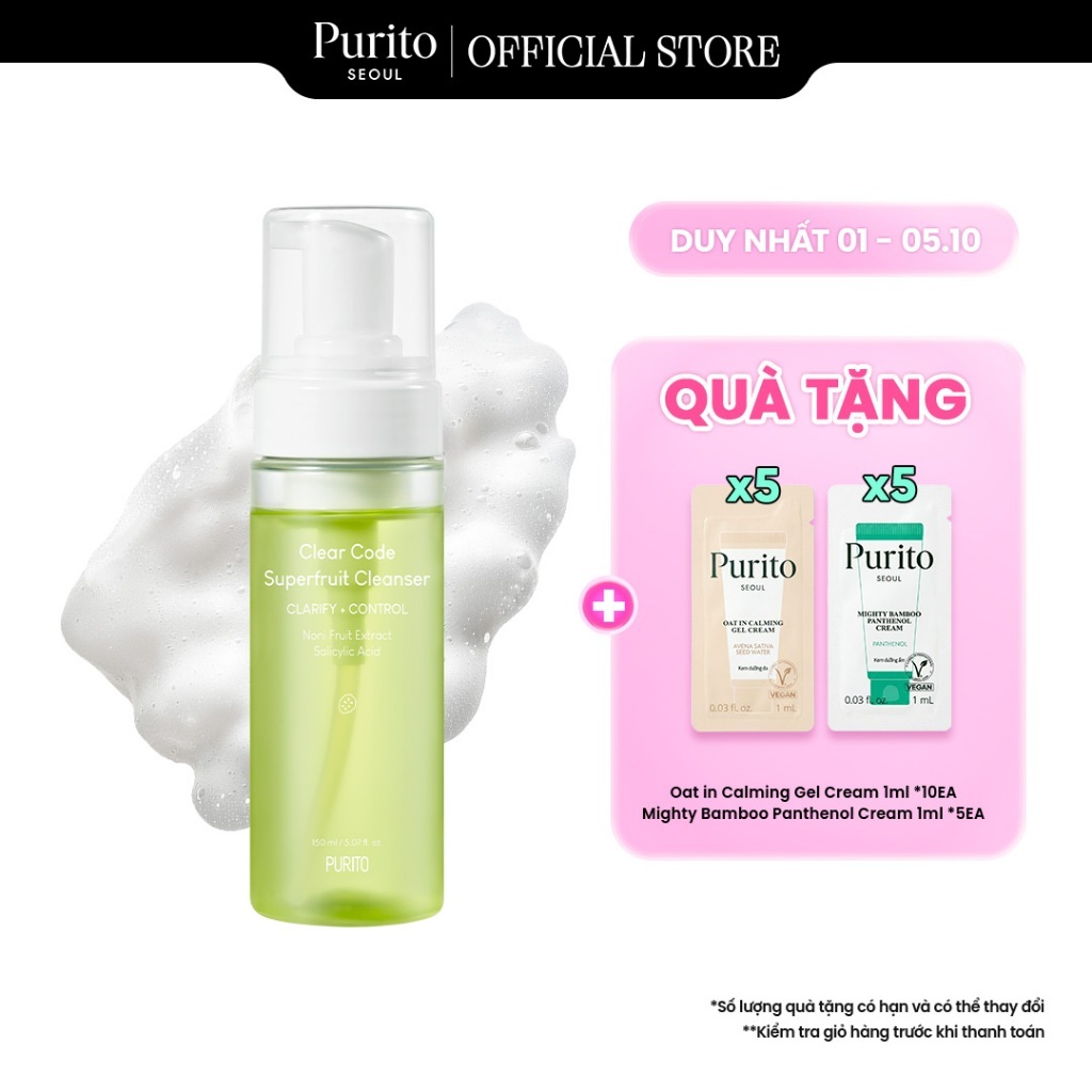 Sữa Rửa Mặt Dịu Nhẹ PURITO Clear Code Superfruit Cleanser 150ml