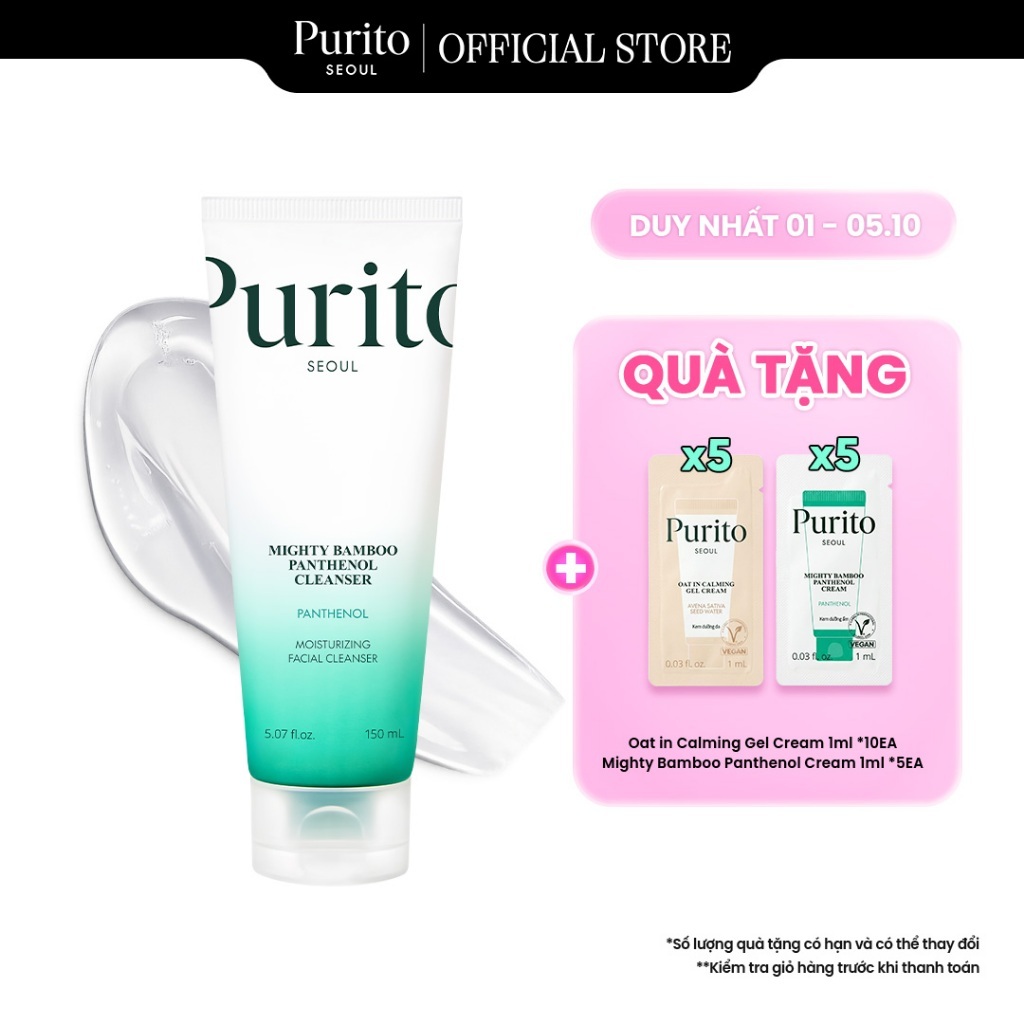 Sữa Rửa Mặt PURITO Mighty Bamboo Panthenol Cleanser 150ml