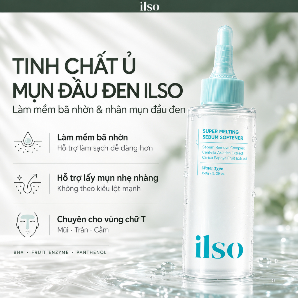 ILSO Tinh Chất Ủ Mụn Đầu Đen Super Melting Sebum Softener Hỗ Trợ Làm Mềm Bã Nhờn, Làm Sạch Vùng Chữ T