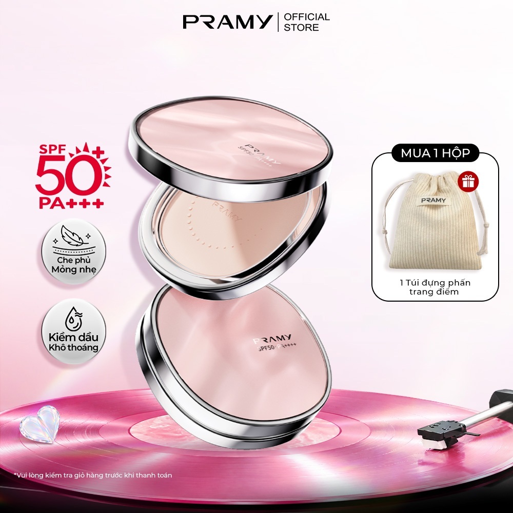 Phấn Chống Nắng PRAMY Trong Suốt Kiềm Dầu Mỏng Mịn SPF50 PRAMY Sheer Sunscreen Pressed Powder 7G