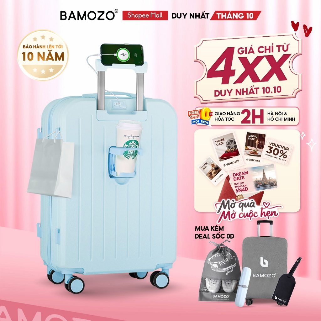 Vali Du Lịch B Bamozo 8812 Thời Trang Size 20/24inch, ABS Cao Cấp Bảo Hành 5 Năm - Lỗi 1 Đổi 1 30 ngày_8812